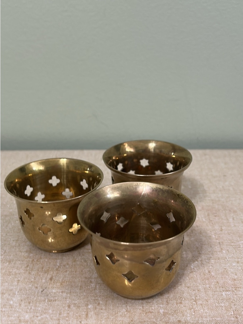 Brass Tea Light Holders - Set of 3